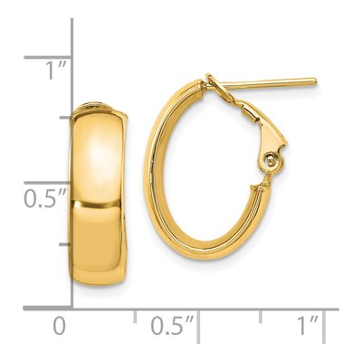 14K Yellow Gold Oval Hoop Earrings – view 5