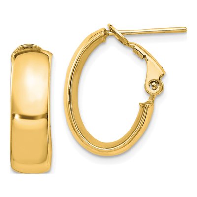 14K Yellow Gold Oval Hoop Earrings