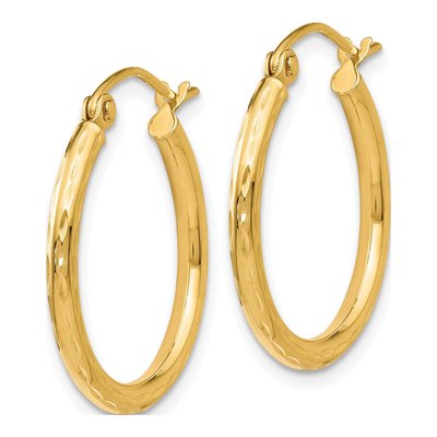 14K Yellow Gold 20mm Diamond-Cut Hoop Earrings – view 3