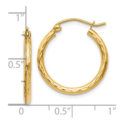 14K Yellow Gold 20mm Diamond-Cut Hoop Earrings – view 5
