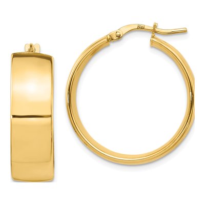 14K Yellow Gold 25mm Hoop Earrings