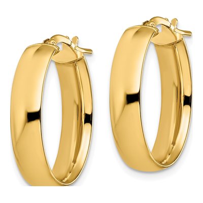 14K Yellow Gold Oval Hoop Earrings – view 3