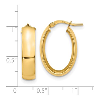 14K Yellow Gold Oval Hoop Earrings – view 5
