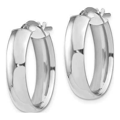 14K Yellow Gold Oval Hoop Earrings – view 3
