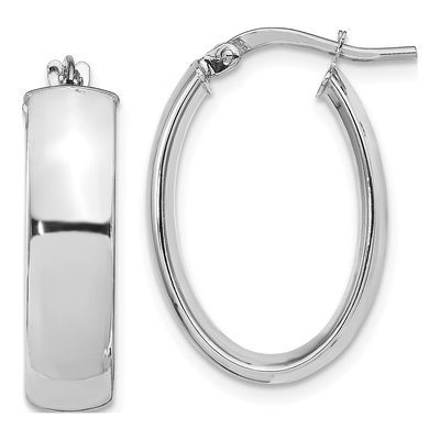 14K Yellow Gold Oval Hoop Earrings