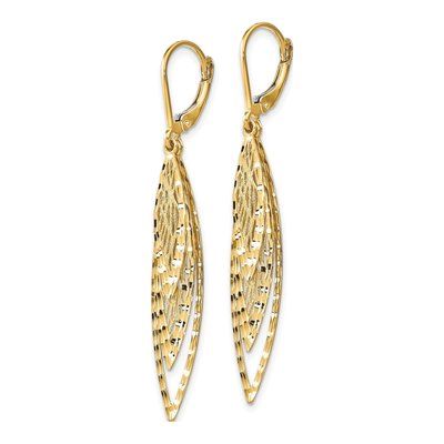 14K Yellow Gold Diamond-Cut Leverback Earrings – view 3