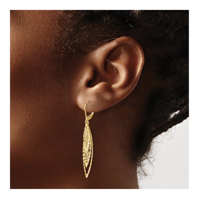 14K Yellow Gold Diamond-Cut Leverback Earrings – view 4