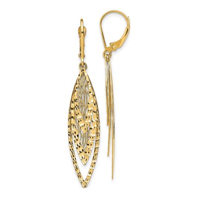 14K Yellow Gold Diamond-Cut Leverback Earrings