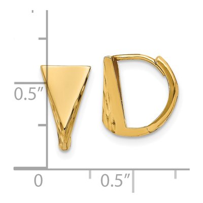 14K Yellow Gold 12mm Diamond-Cut Huggie Hoop Earrings – view 5