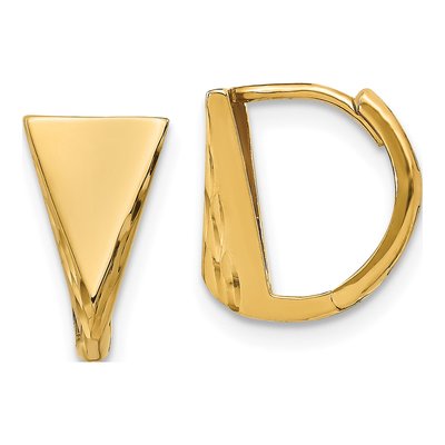 14K Yellow Gold 12mm Diamond-Cut Huggie Hoop Earrings