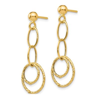 14K Yellow Gold Textured Dangle Earrings – view 3