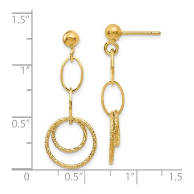 14K Yellow Gold Textured Dangle Earrings – view 5