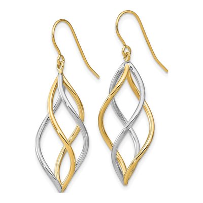 14K Two-Tone Gold Dangle Earrings – view 3