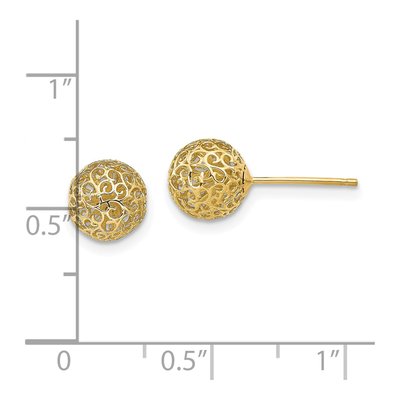 14K Yellow Gold Filigree Ball Stud Earrings – view 5