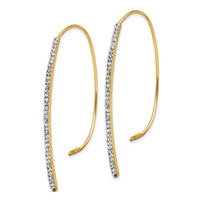 14K Yellow Gold Crystal Threader Earrings – view 3