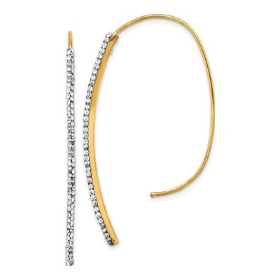 14K Yellow Gold Crystal Threader Earrings