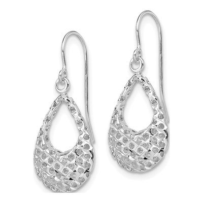 14K White Gold Shepherd Hook Dangle Earrings – view 3