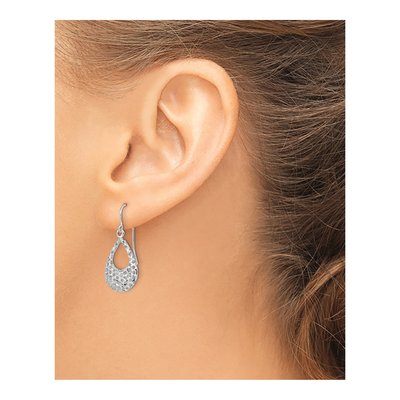 14K White Gold Shepherd Hook Dangle Earrings – view 5