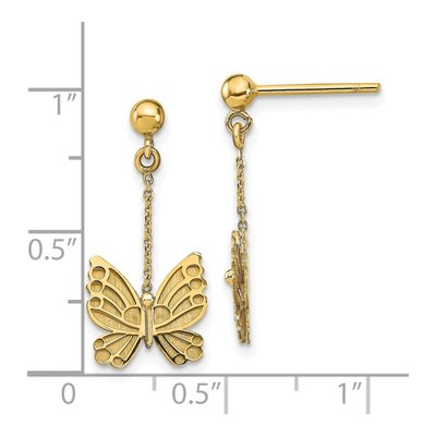14K Yellow Gold Butterfly Dangle Earrings – view 5