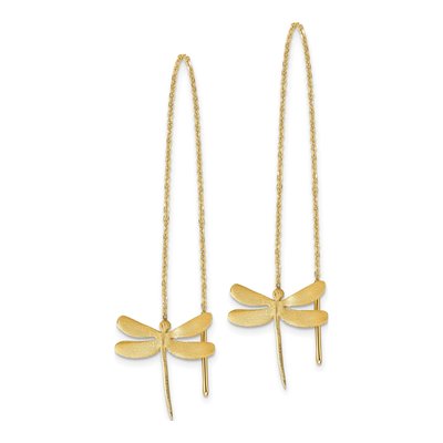 14K Yellow Gold Dragonfly Threader Earrings – view 3