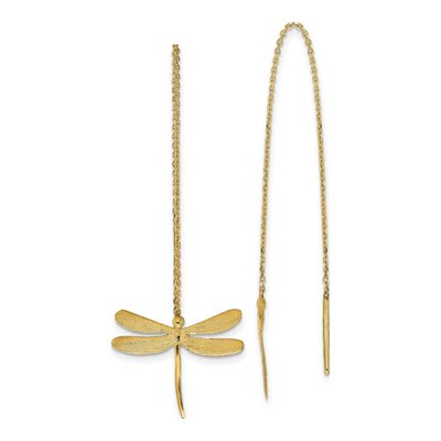 14K Yellow Gold Dragonfly Threader Earrings