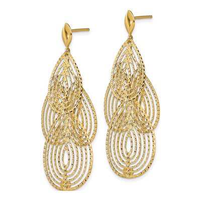 14K Yellow Gold Diamond-Cut Chandelier Earrings – view 3