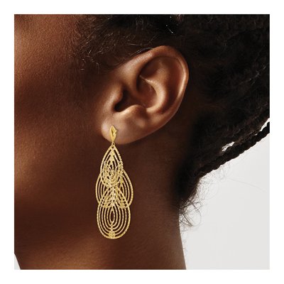 14K Yellow Gold Diamond-Cut Chandelier Earrings – view 4
