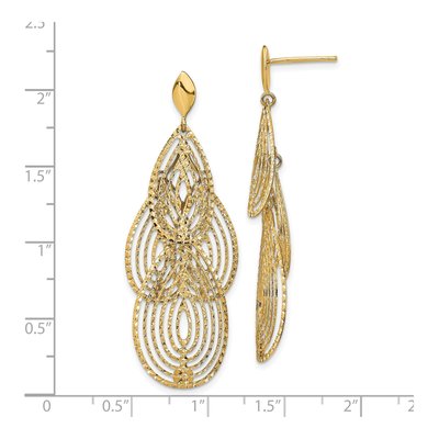 14K Yellow Gold Diamond-Cut Chandelier Earrings – view 5