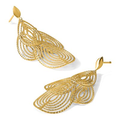 14K Yellow Gold Diamond-Cut Chandelier Earrings – view 6