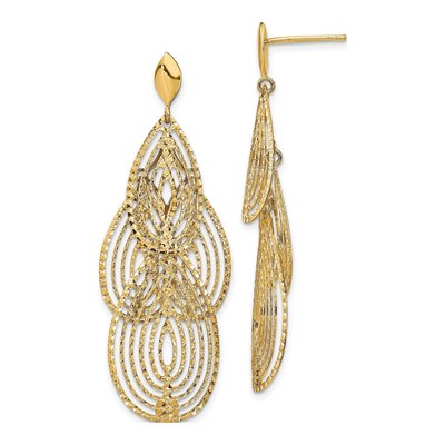 14K Yellow Gold Diamond-Cut Chandelier Earrings