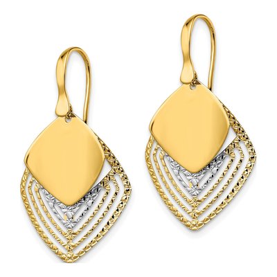 14K White Gold Diamond-Cut Dangle Earrings – view 3