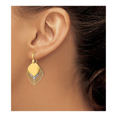 14K White Gold Diamond-Cut Dangle Earrings – view 4