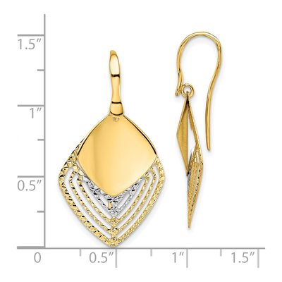 14K White Gold Diamond-Cut Dangle Earrings – view 5