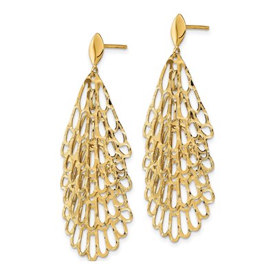 14K Yellow Gold Textured Dangle Earrings – view 3
