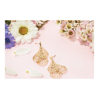 14K Yellow Gold Textured Dangle Earrings – view 6