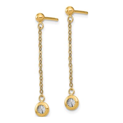14K Two-Tone Gold Diamond-Cut Dangle Earrings – view 3
