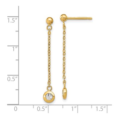 14K Two-Tone Gold Diamond-Cut Dangle Earrings – view 5