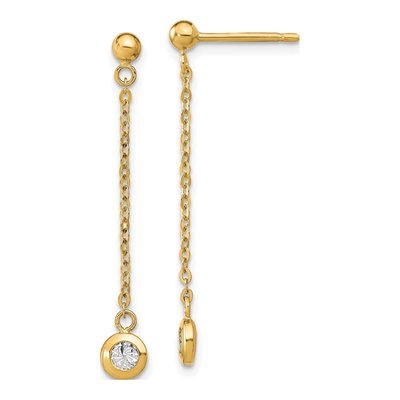 14K Two-Tone Gold Diamond-Cut Dangle Earrings