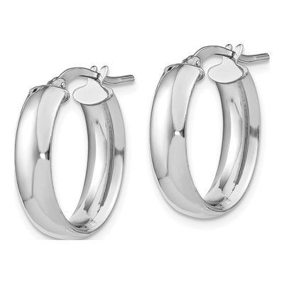 14K White Gold 20mm Oval Hoop Earrings – view 3