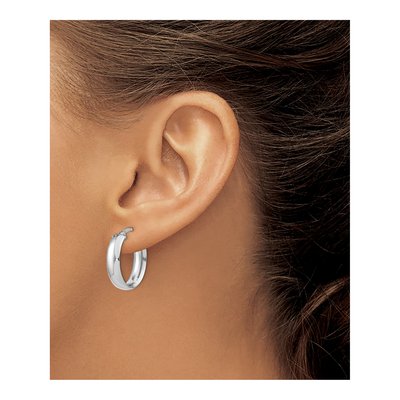 14K White Gold 20mm Oval Hoop Earrings – view 4