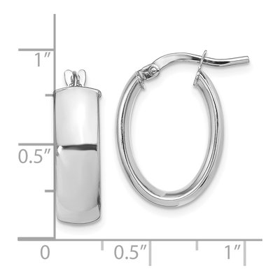 14K White Gold 20mm Oval Hoop Earrings – view 5