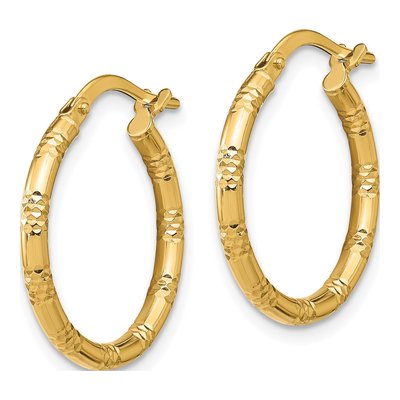 14K Yellow Gold 20mm Diamond-Cut Hoop Earrings – view 3
