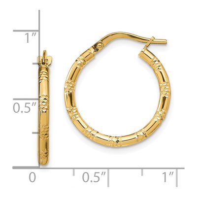 14K Yellow Gold 20mm Diamond-Cut Hoop Earrings – view 5
