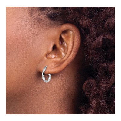 14K White Gold 16mm Twisted Hoop Earrings – view 3