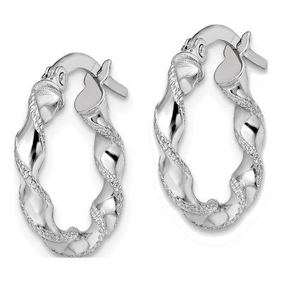14K White Gold 16mm Twisted Hoop Earrings – view 4