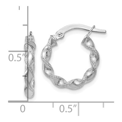 14K White Gold 16mm Twisted Hoop Earrings – view 5