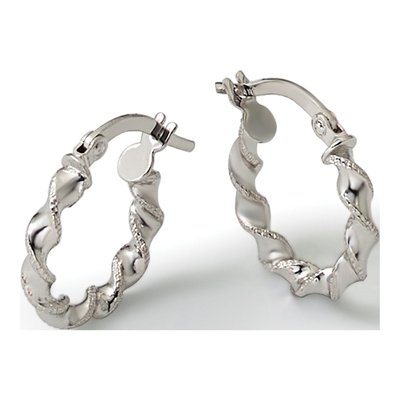 14K White Gold 16mm Twisted Hoop Earrings – view 6