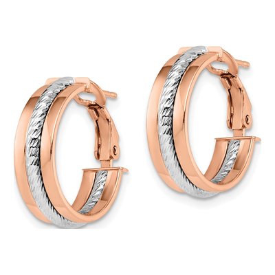 14K Two-Tone Gold 20mm Textured Hoop Earrings – view 3