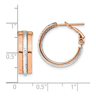 14K Two-Tone Gold 20mm Textured Hoop Earrings – view 5