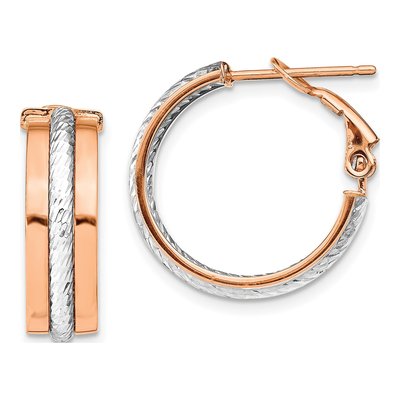 14K Two-Tone Gold 20mm Textured Hoop Earrings